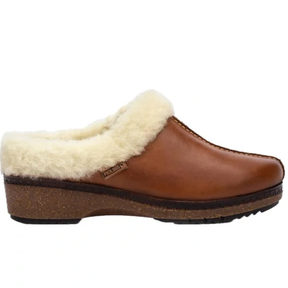 Pikolinos Clog Shoes Size EUR 40 US 9-9.5 Tan Granada Leather Fleece-Lined Fall - Picture 1 of 13